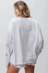 BiBi American Flag USA and Star Sequin Sweatshirt