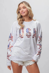 BiBi American Flag USA and Star Sequin Sweatshirt