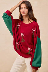 BiBi Christmas Theme Tree Embroidered Sweater