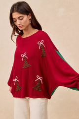 BiBi Christmas Theme Tree Embroidered Sweater