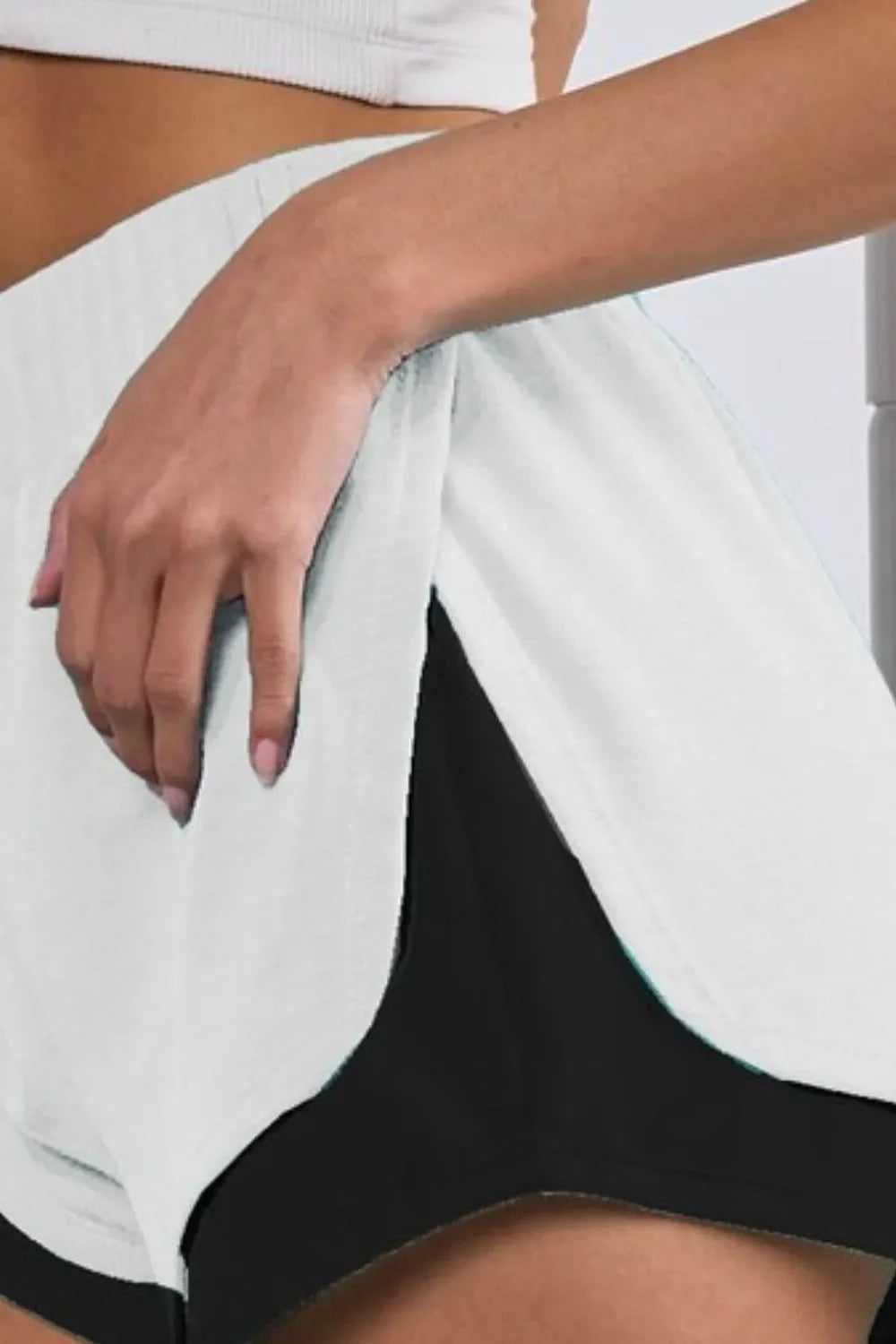 BiBi French Terry Knit Color Block with Sid Slit Shorts