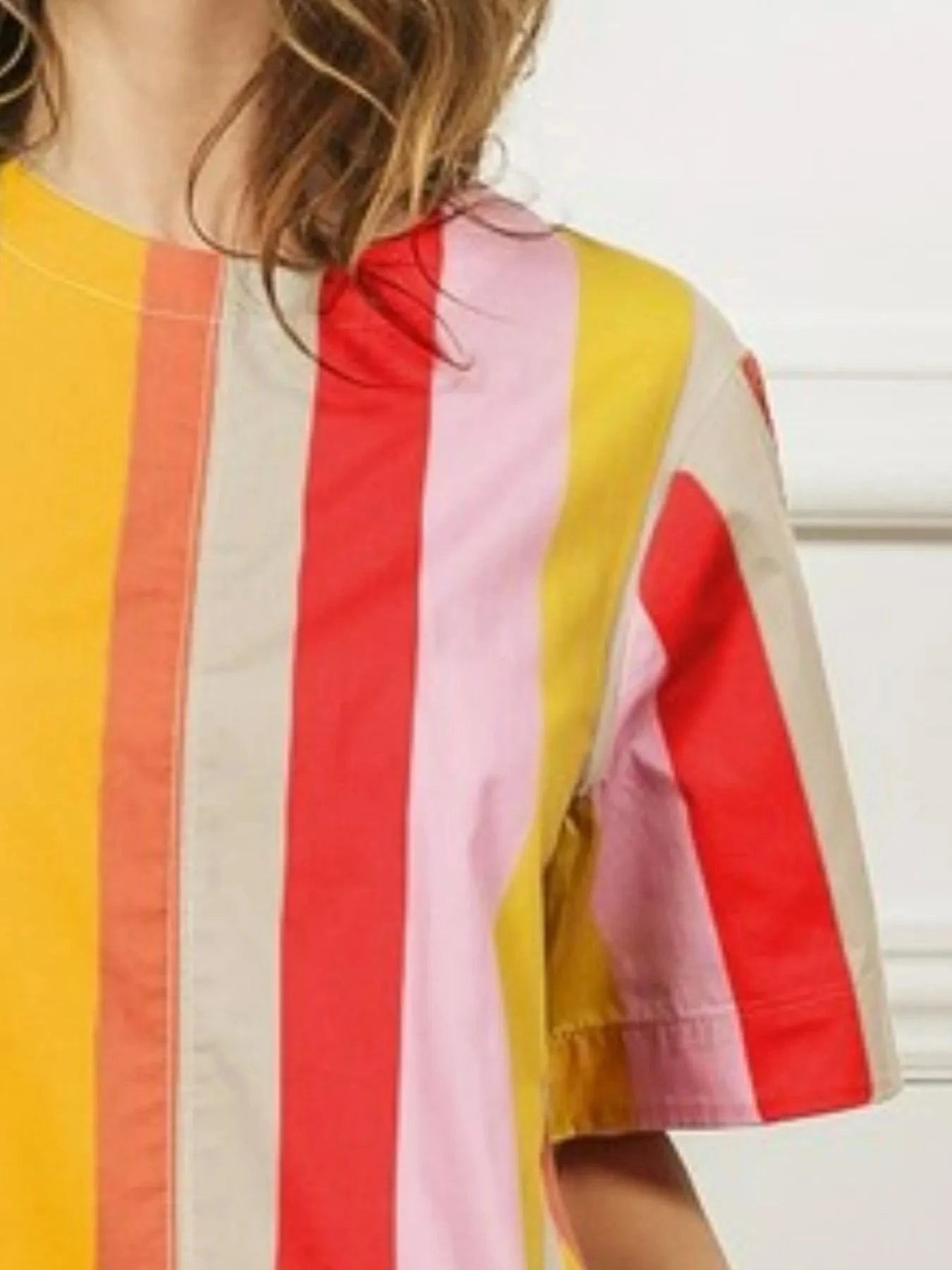 BiBi Multi Stripe Woven Flared Midi Dress