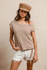 BiBi One Side Off Shoulder Knit Top