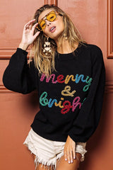 BiBi Tinsel Lettering Christmas Sweater