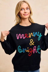 BiBi Tinsel Lettering Christmas Sweater