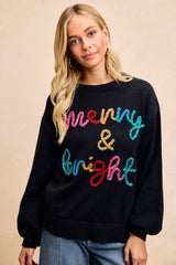 BiBi Tinsel Lettering Christmas Sweater