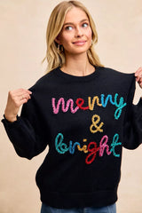 BiBi Tinsel Lettering Christmas Sweater