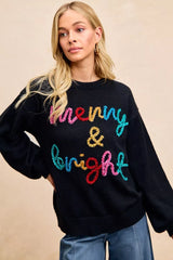 BiBi Tinsel Lettering Christmas Sweater