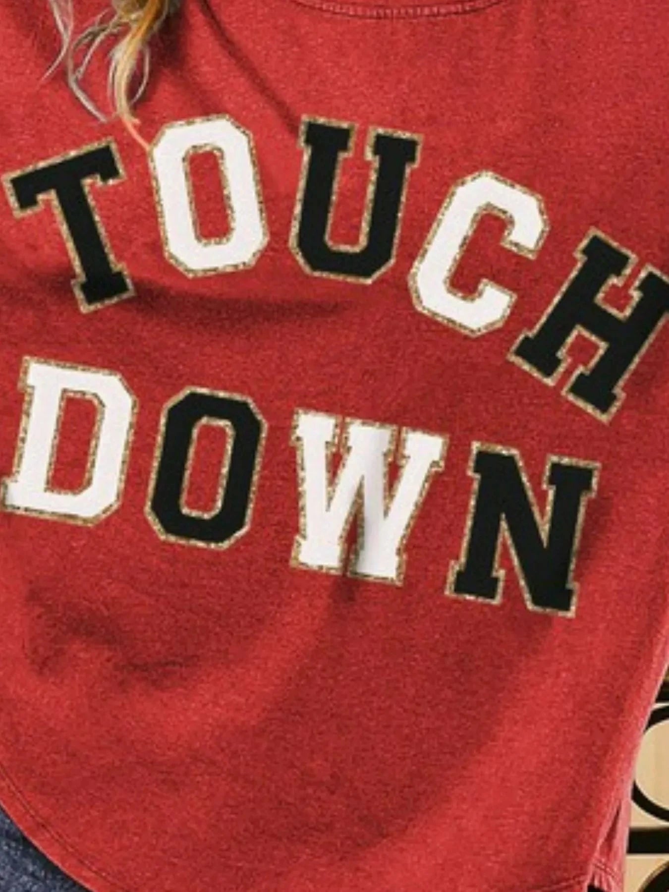 BiBi Touchdown Letter Loose Fit Vintage Washed Top