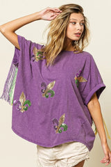 BiBi Vintage Washed Fleur Mardi Gras Top