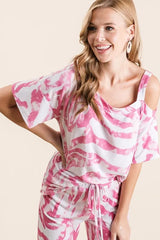BiBi Zebra Print French Terry Top and Pants Set