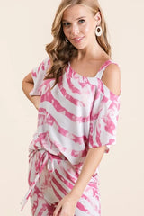 BiBi Zebra Print French Terry Top and Pants Set