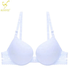 Binnys B Cup Women's Bra: 3/4 Cup, Sexy Underwear, Enhancement Front Zipper, Lace Back Pull, Seamless Bra