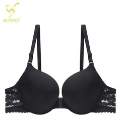 Binnys B Cup Women's Bra: 3/4 Cup, Sexy Underwear, Enhancement Front Zipper, Lace Back Pull, Seamless Bra