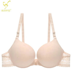 Binnys B Cup Women's Bra: 3/4 Cup, Sexy Underwear, Enhancement Front Zipper, Lace Back Pull, Seamless Bra
