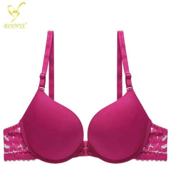 Binnys B Cup Women's Bra: 3/4 Cup, Sexy Underwear, Enhancement Front Zipper, Lace Back Pull, Seamless Bra