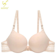 Binnys B Cup Women's Bra: 3/4 Cup, Sexy Underwear, Enhancement Front Zipper, Lace Back Pull, Seamless Bra Beige / B / 34