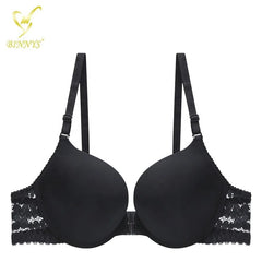 Binnys B Cup Women's Bra: 3/4 Cup, Sexy Underwear, Enhancement Front Zipper, Lace Back Pull, Seamless Bra black / B / 34