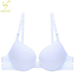 Binnys B Cup Women's Bra: 3/4 Cup, Sexy Underwear, Enhancement Front Zipper, Lace Back Pull, Seamless Bra WHITE / B / 34