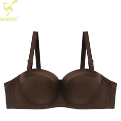 BINNYS Bra for Women: 38C, Strapless C Cup Without Straps, Half Cup, Sexy Underwear, Silicone, High-Quality Lingerie Ladies Bra Brown / C / 34