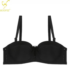 BINNYS C Cup Half Cup Sexy Gathered Ladies Bra Kit - Push-Up Woman Bra black / C / 36