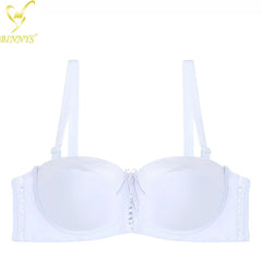 BINNYS C Cup Half Cup Sexy Gathered Ladies Bra Kit - Push-Up Woman Bra WHITE / C / 36