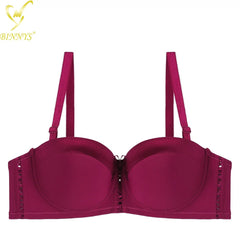 BINNYS C Cup Half Cup Sexy Ladies Bra Kit:Push-Up Woman Bra Wine Red / C / 36