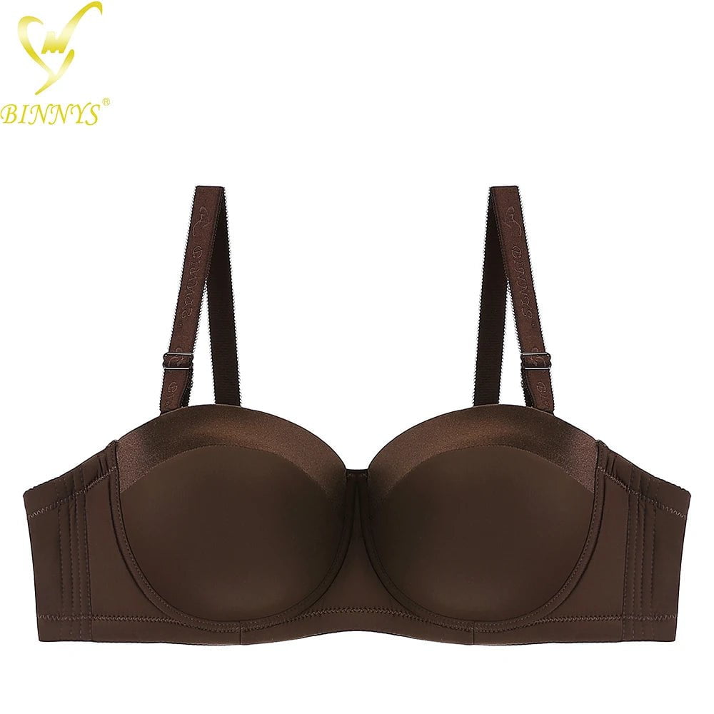 BINNYS D Cup Women's Underwear: Female Lingerie Bras 38D, Big Plus Ladies Brief, Large Size Half Cup Women Bras Brown / D / 36