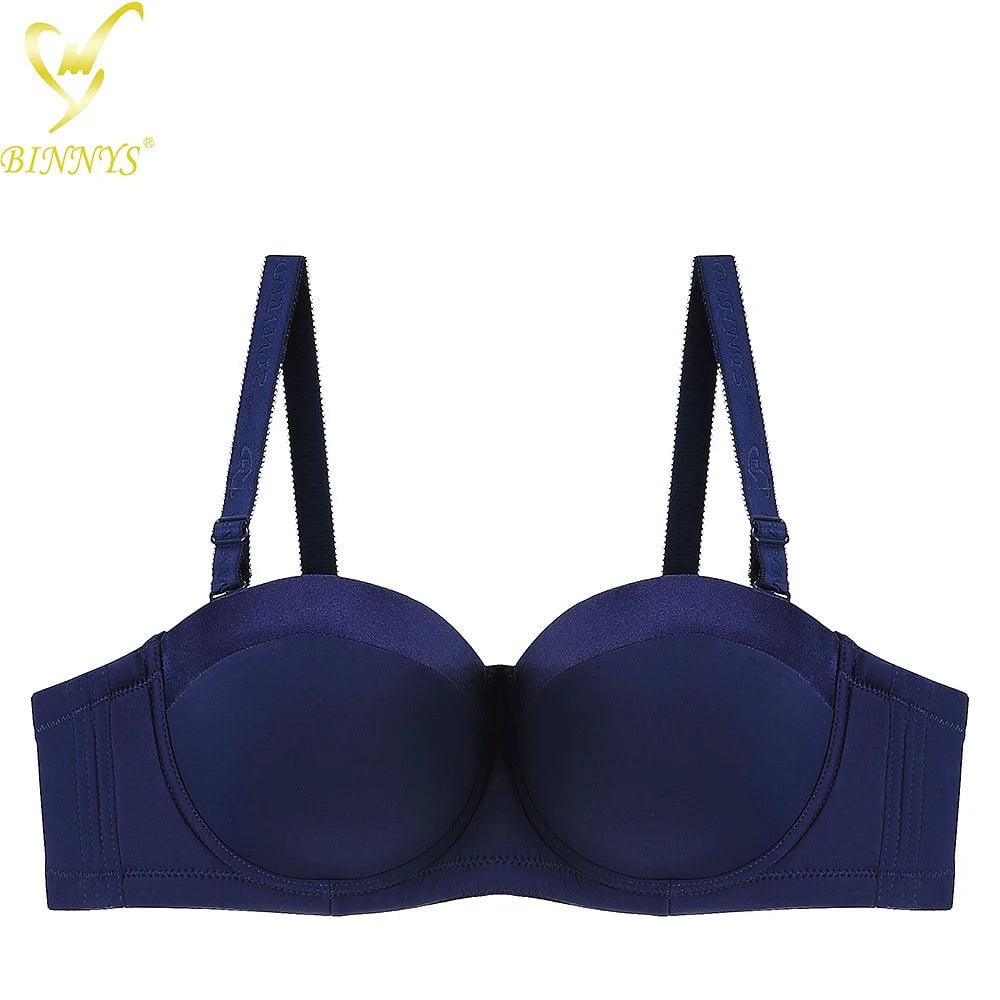 BINNYS D Cup Women's Underwear: Female Lingerie Bras 38D, Big Plus Ladies Brief, Large Size Half Cup Women Bras NAVY / D / 36
