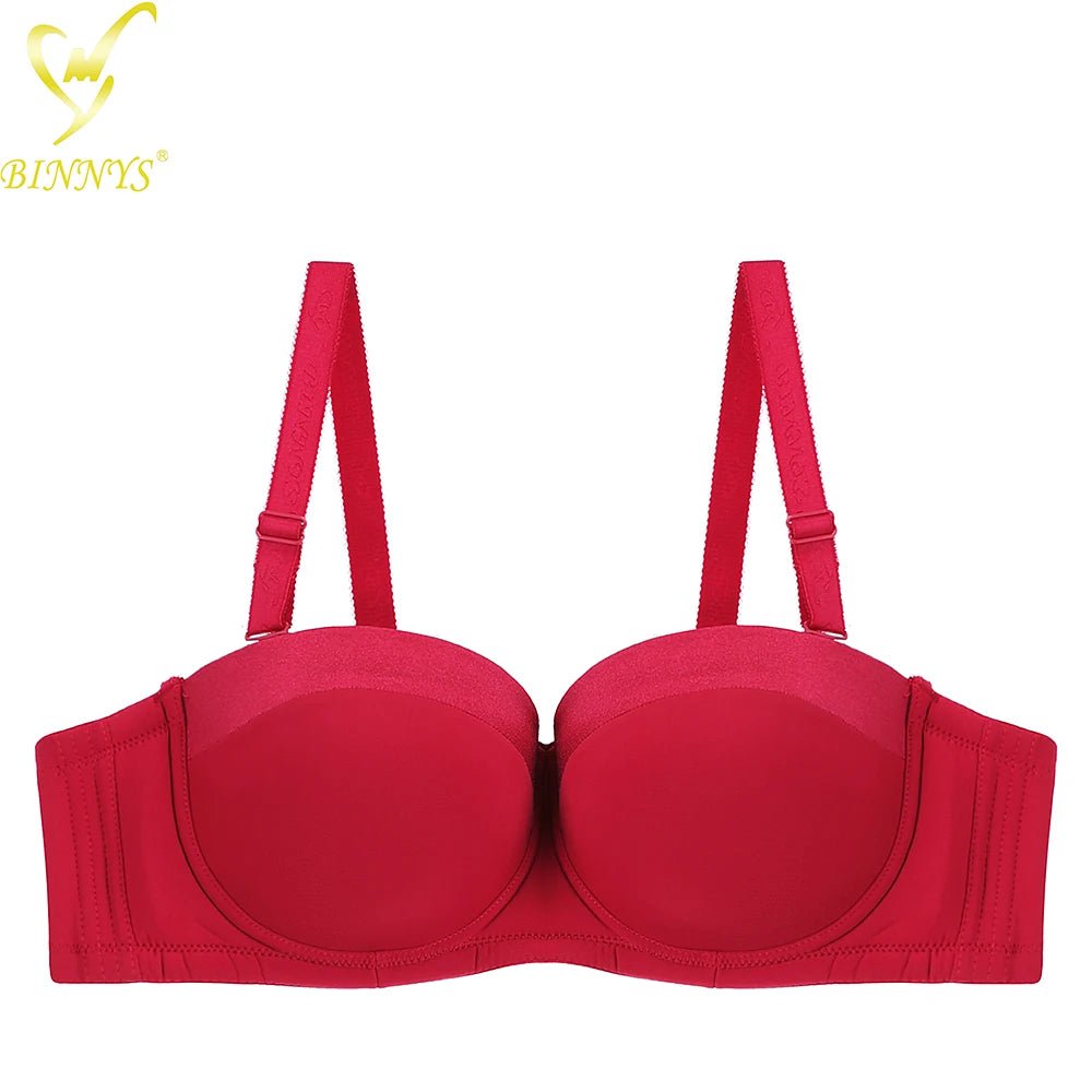 BINNYS D Cup Women's Underwear: Female Lingerie Bras 38D, Big Plus Ladies Brief, Large Size Half Cup Women Bras Red / D / 36