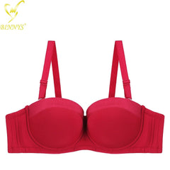 BINNYS D Cup Women's Underwear: Female Lingerie Bras 38D, Big Plus Ladies Brief, Large Size Half Cup Women Bras Red / D / 36