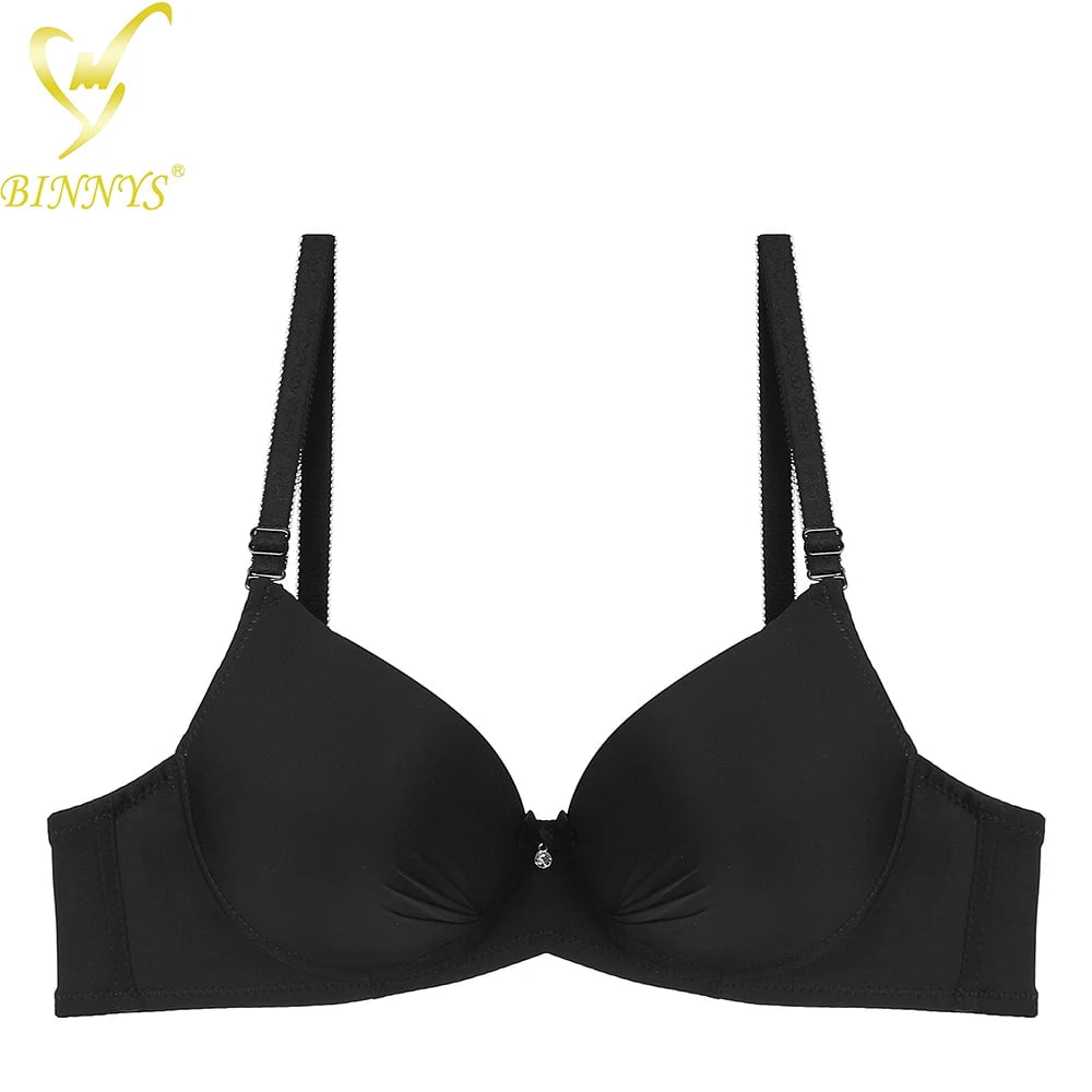 Binnys Push-Up Women's Bra: B Cup, Brazilian Cotton, Rhinestone Bralette, Padded Underwire