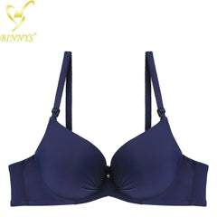 Binnys Push-Up Women's Bra: B Cup, Brazilian Cotton, Rhinestone Bralette, Padded Underwire NAVY / B / 34