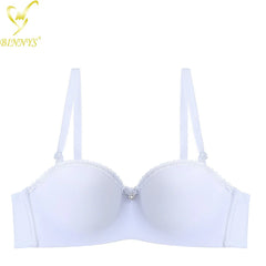 BINNYS Strapless Bra: B Cup, High-Quality Solid Nylon, Breathable, Half Cup, Ladies Underwire WHITE / B / 34