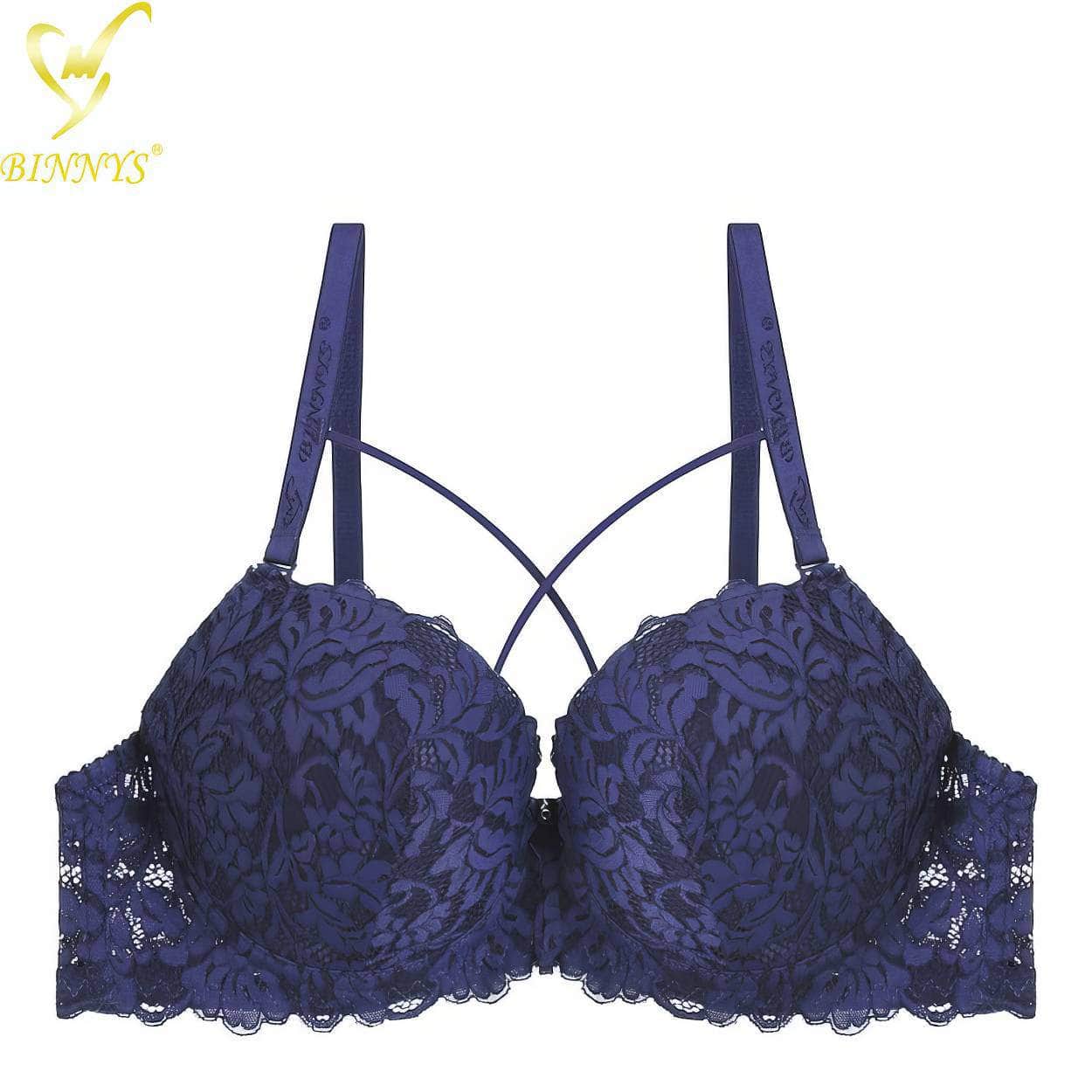 Binnys Women's Bra: C Cup, 3/4 Cup, Underwire, Femme, Big Boobs Brassiere, Lace Ladies Underwear