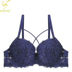 Binnys Women's Bra: C Cup, 3/4 Cup, Underwire, Femme, Big Boobs Brassiere, Lace Ladies Underwear NAVY / C / 36