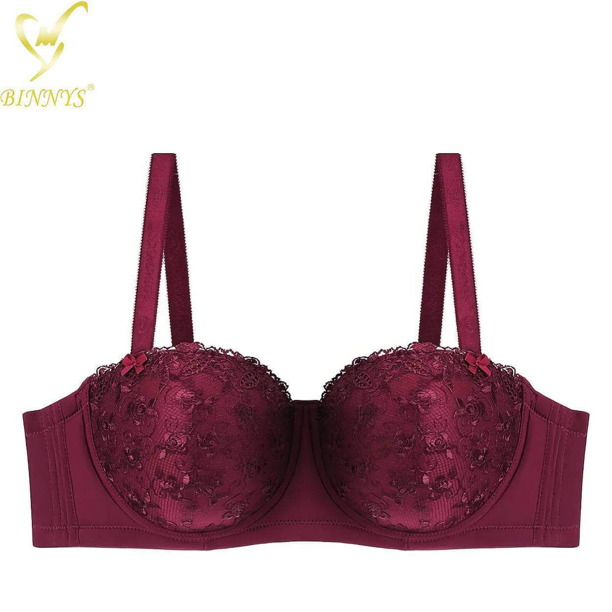BINNYS Women's Bra: D Cup, Sexy Underwear, High Quality Lace Floral, Half Cup, Big Cup Plus Sizes, Adjusted Straps, Underwire