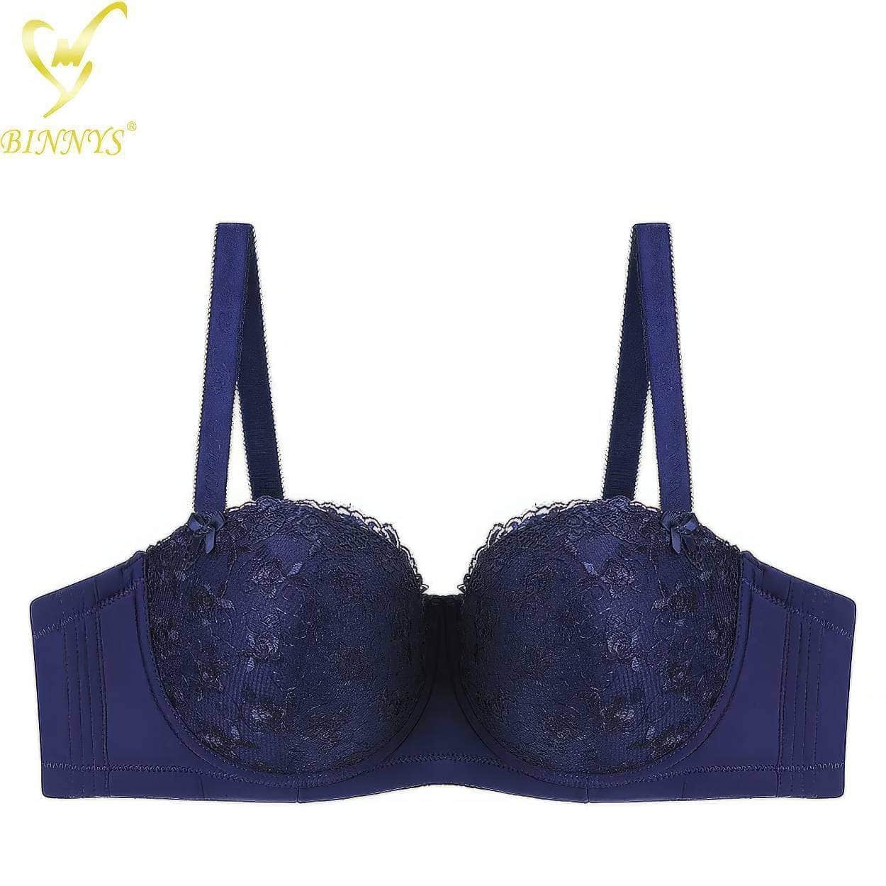BINNYS Women's Bra: D Cup, Sexy Underwear, High Quality Lace Floral, Half Cup, Big Cup Plus Sizes, Adjusted Straps, Underwire