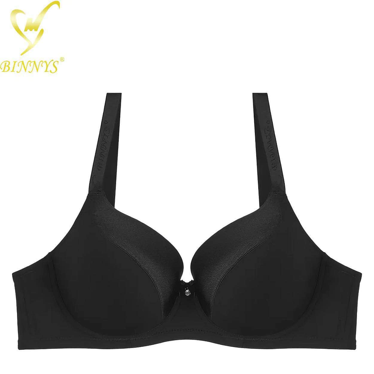 Binnys Women's Bra: E Cup, Top Full Cup, Sexy High Quality, Plus Size Big Cup, Solid Nylon Underwire black / E / 38