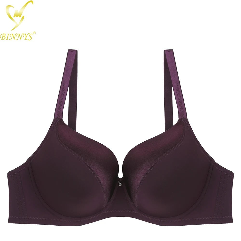 Binnys Women's Bra: E Cup, Top Full Cup, Sexy High Quality, Plus Size Big Cup, Solid Nylon Underwire Purple / E / 38