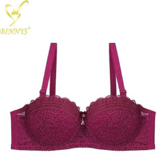 Binnys Women's Bra: Half Cup C Cup, Convertible Straps, Thin Female Lingerie, Lace Strap Back, Three Hook Underwire Ladies Bra