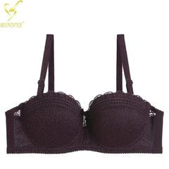 Binnys Women's Bra: Half Cup C Cup, Convertible Straps, Thin Female Lingerie, Lace Strap Back, Three Hook Underwire Ladies Bra Purple / C / 36