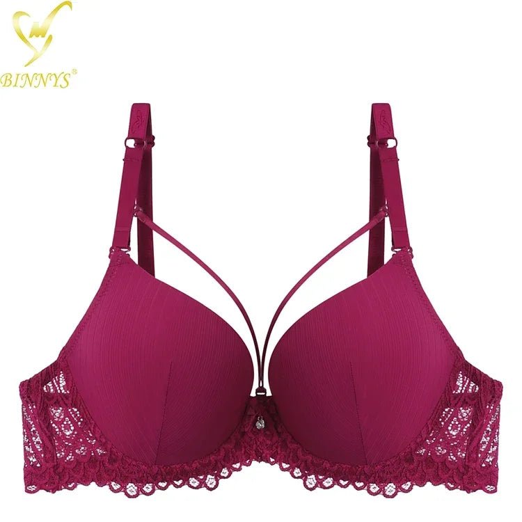 BINNYS Women's Bra: Sexy B Cup, Adjusted Straps, Premium Fancy Underwire Bra Maroon / B / 32