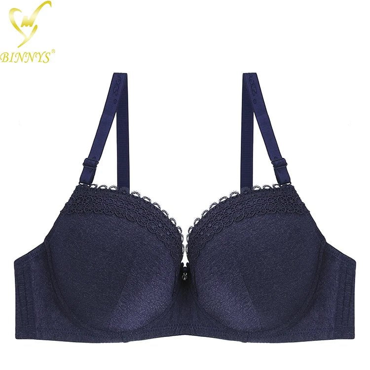 BINNYS Women's Bra: Solid Color, Adjustable Straps, 36D 38D 40D 42D Plus Size with Underwire Navy Blue / D / 36