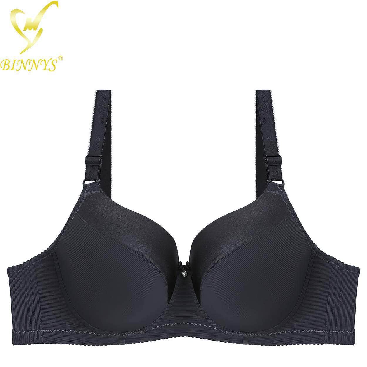 BINNYS Women's D Cup Full Cup High-Quality Plus Sizes Underwear: Striped, Spandex Nylon, Underwire Bra