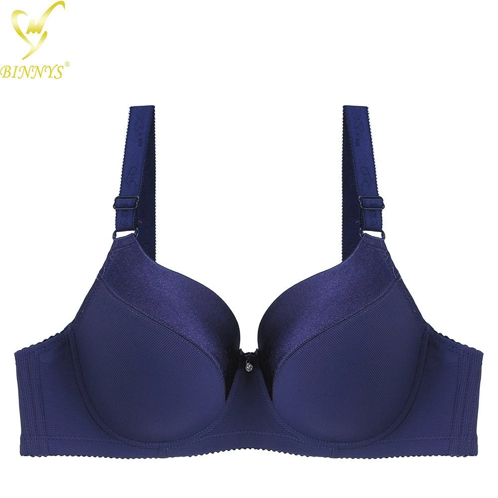 BINNYS Women's D Cup Full Cup High-Quality Plus Sizes Underwear: Striped, Spandex Nylon, Underwire Bra NAVY / D / 38