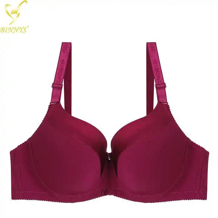 BINNYS Women's D Cup Full Cup High-Quality Plus Sizes Underwear: Striped, Spandex Nylon, Underwire Bra wine red / D / 38