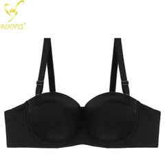 Binnys Women's D Cup Strapless Bra: 38D, Female Lingerie, Plus Size Big Cup, Women's Underwear, Ladies Large Size Women Bras black / D / 36
