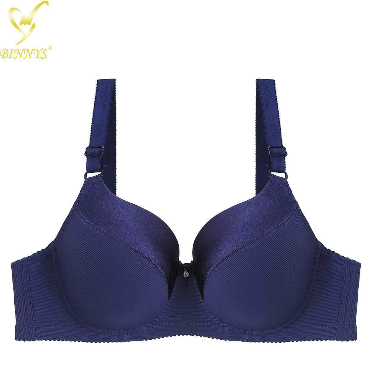 BINNYS Women's Full Cup D Cup High-Quality Plus Sizes Underwear: Striped Comfortable Underwire Spandex Nylon Women Bra