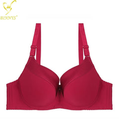 BINNYS Women's Full Cup D Cup High-Quality Plus Sizes Underwear: Striped Comfortable Underwire Spandex Nylon Women Bra Red / D / 38